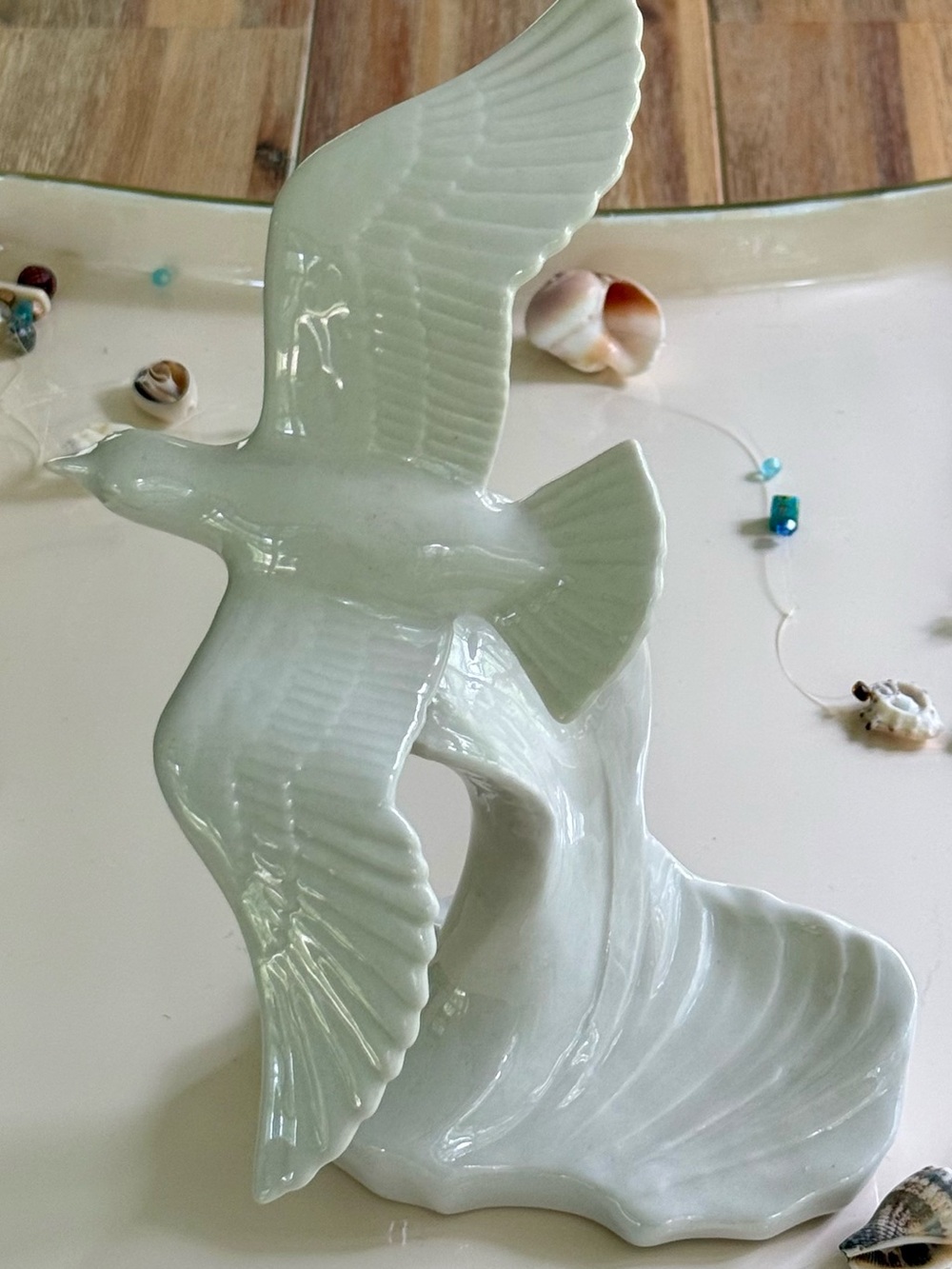 Vintage Seagull on Wave Ceramic Sculpture Dwight Morris Kingwood Ceramics